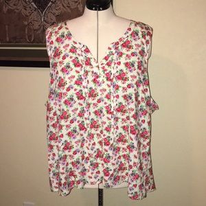 ModCloth floral sleeveless blouse